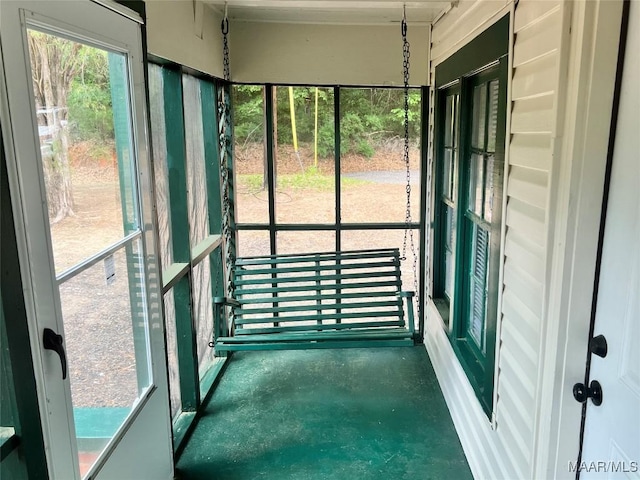 view of unfurnished sunroom