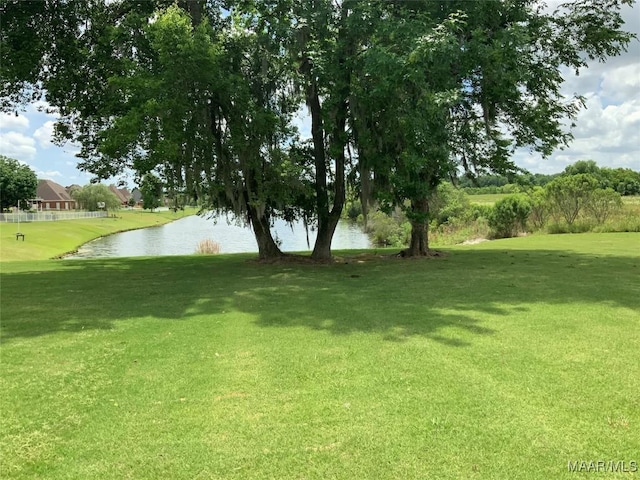 view of yard with a water view