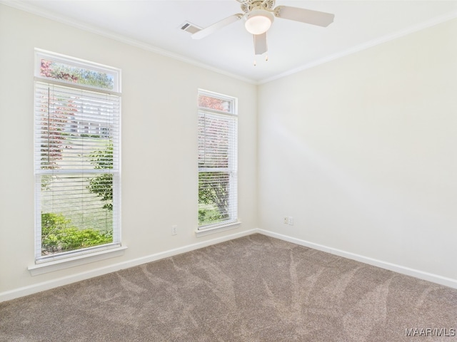 175 Rosemere Dr, Tallassee, AL 36078 - carpeted empty room featuring baseboards, ornamental molding, and a ceiling fan