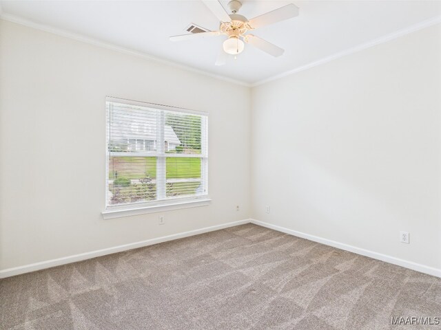 175 Rosemere Dr, Tallassee, AL 36078 - carpeted spare room featuring crown molding, baseboards, and ceiling fan