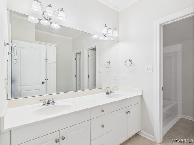 175 Rosemere Dr, Tallassee, AL 36078 - full bath featuring ornamental molding, tile patterned flooring, double vanity, and baseboards