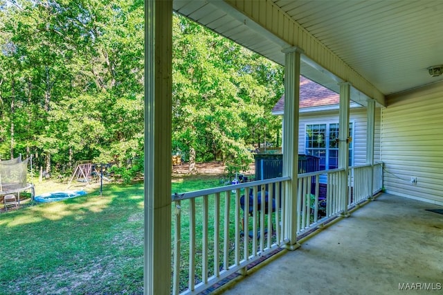 view of patio featuring a trampoline