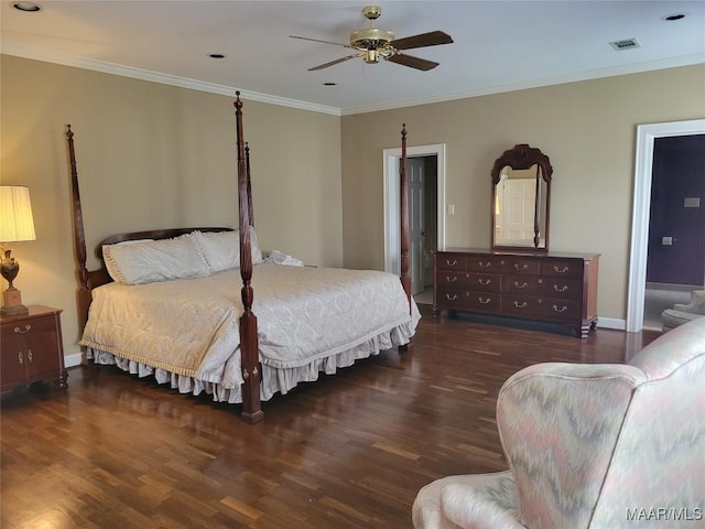 1550 Meriwether Rd, Montgomery, AL 36117 - bedroom featuring wood finished floors, ornamental molding, baseboards, and ceiling fan