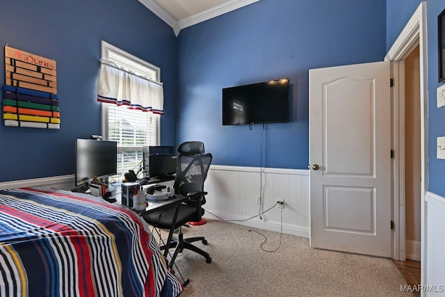 65 Copper Ridge Ct, Deatsville, AL 36022 - office space featuring crown molding, carpet flooring, and a wainscoted wall
