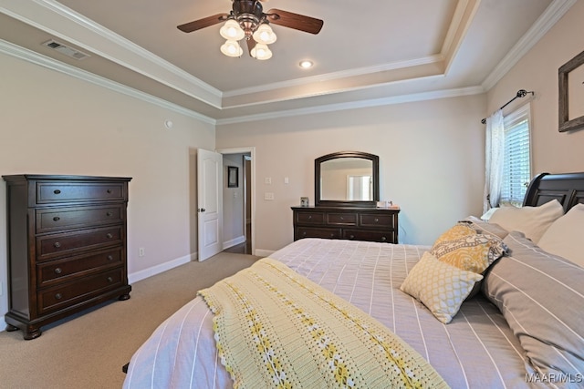 65 Copper Ridge Ct, Deatsville, AL 36022 - carpeted bedroom featuring a raised ceiling, crown molding, and a ceiling fan