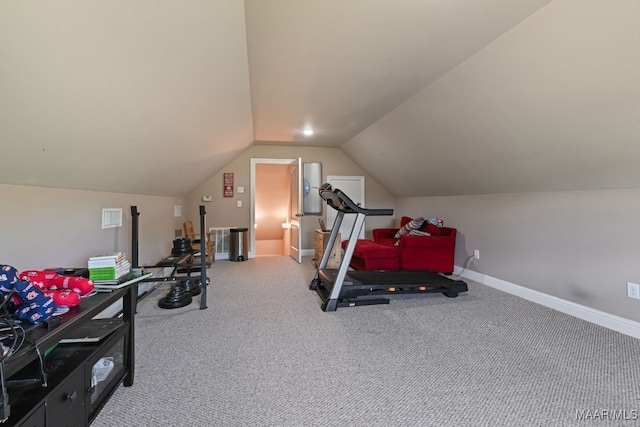 65 Copper Ridge Ct, Deatsville, AL 36022 - workout room with lofted ceiling and carpet
