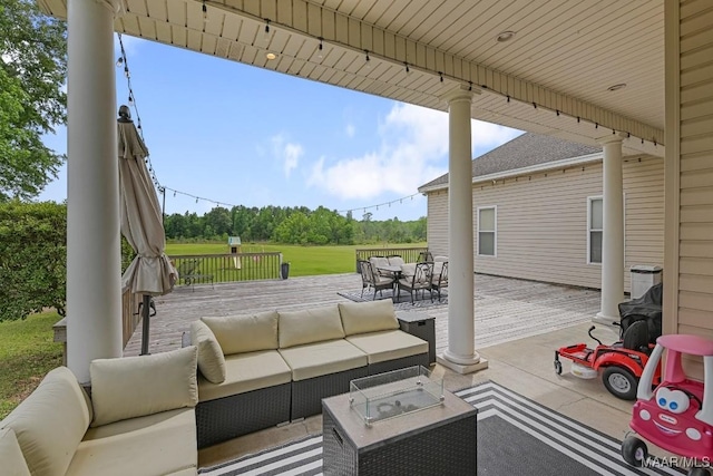 231 Chesson Ct, Fitzpatrick, AL 36029 - view of patio with an outdoor hangout area, outdoor dining area, and a wooden deck