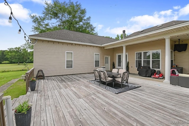 231 Chesson Ct, Fitzpatrick, AL 36029 - wooden deck with outdoor dining space