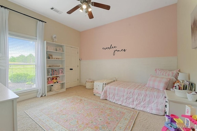 231 Chesson Ct, Fitzpatrick, AL 36029 - carpeted bedroom featuring a ceiling fan
