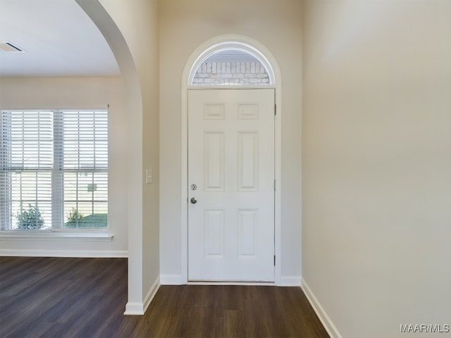 2045 Dawsons Mill Ln, Prattville, AL 36067 - entryway featuring arched walkways, dark wood-style flooring, and baseboards