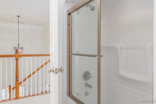 3412 Oak Grove Cir, Montgomery, AL 36116 - full bathroom featuring bath / shower combo with glass door and crown molding
