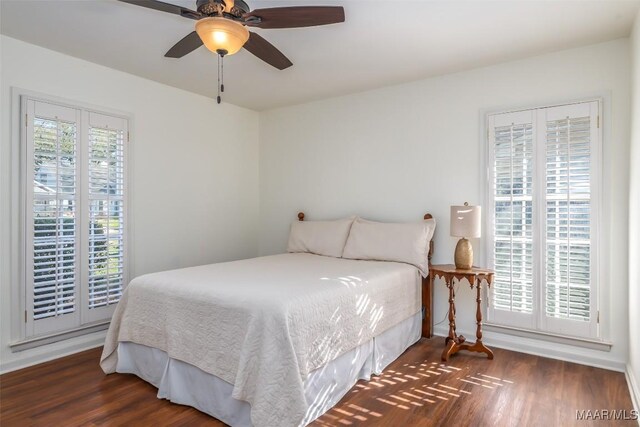 3469 Warrenton Rd, Montgomery, AL 36111 - bedroom featuring wood finished floors, baseboards, and ceiling fan