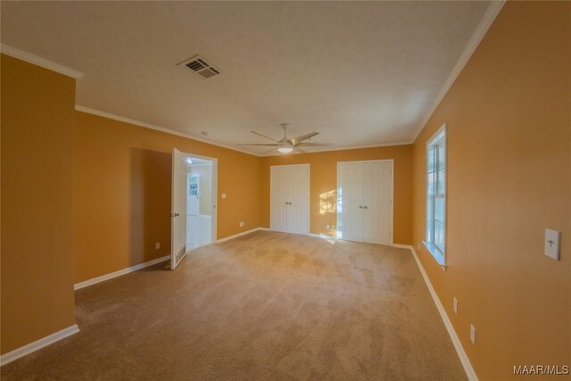 362 Bellehurst Dr, Montgomery, AL 36109 - carpeted empty room with ornamental molding and ceiling fan