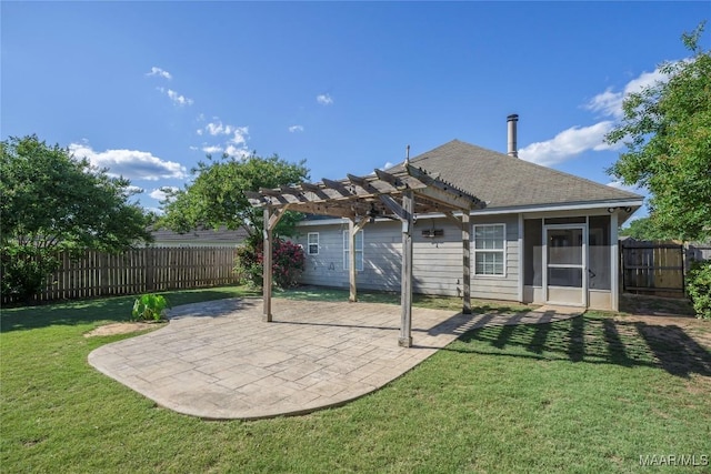 1600 Hawthorne Ln, Prattville, AL 36066 - rear view of property featuring a pergola, a sunroom, a patio area, and a shingled roof