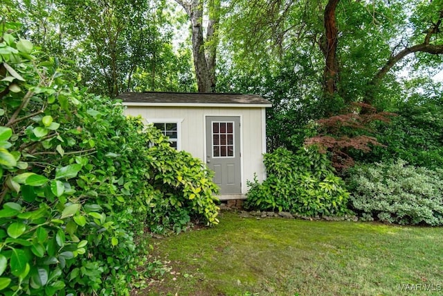 view of shed