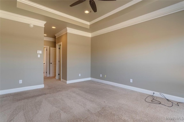 5906 Amberwood Ln, Montgomery, AL 36116 - spare room with ceiling fan, light colored carpet, recessed lighting, and ornamental molding