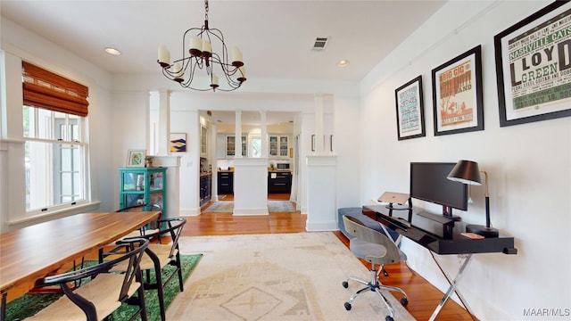 1207 Woodward Ave, Montgomery, AL 36106 - office featuring light wood-style floors, a chandelier, and recessed lighting