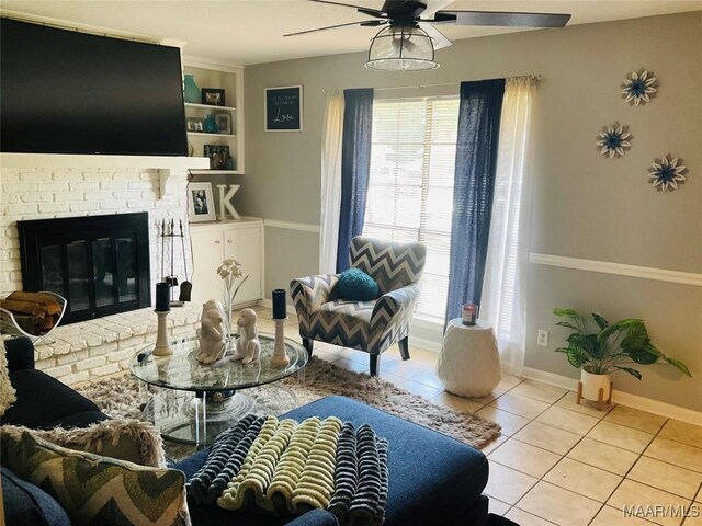 452 Planters Rd, Montgomery, AL 36109 - living area featuring a ceiling fan, light tile patterned floors, plenty of natural light, and baseboards