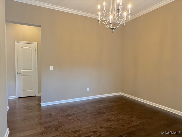 9145 Autumn Brooke Way, Montgomery, AL 36117 - unfurnished room featuring a chandelier, dark wood-style flooring, and crown molding