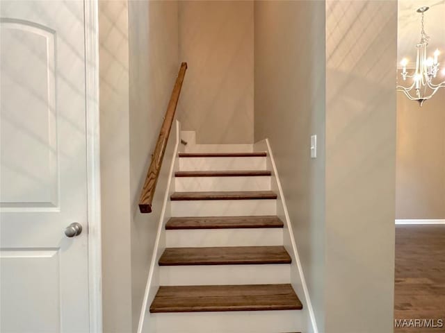 9145 Autumn Brooke Way, Montgomery, AL 36117 - stairs with a chandelier and wood finished floors