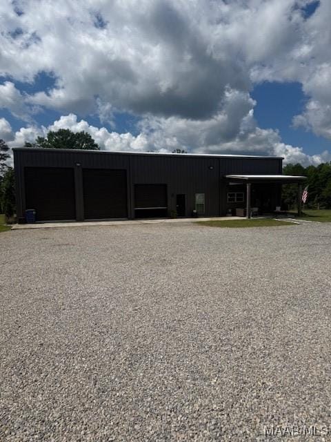 view of detached garage