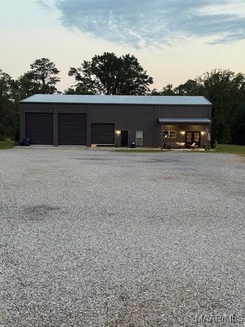 view of detached garage