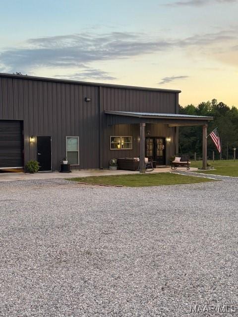 view of property at dusk