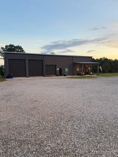 view of detached garage