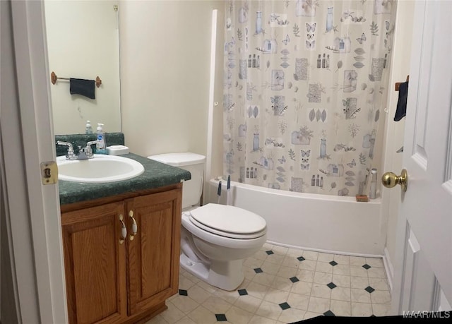 176 Lawrence Cv, Valley Grande, AL 36703 - bathroom with vanity, shower / bath combination with curtain, toilet, and tile patterned floors