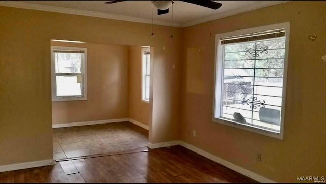 124 W Michigan Ave, Montgomery, AL 36110 - empty room with ceiling fan, baseboards, ornamental molding, and wood finished floors