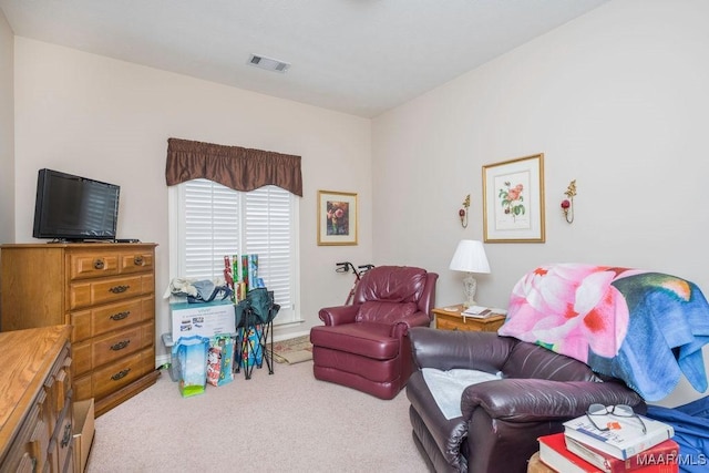 living area with carpet