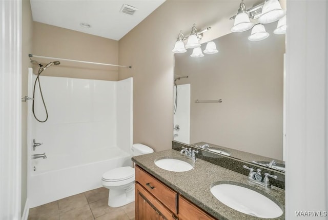 612 Coleman Way, Prattville, AL 36067 - full bathroom featuring toilet, tile patterned floors, tub / shower combination, and double vanity