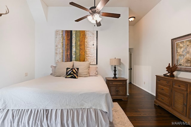 1777 Barganier Rd, Cecil, AL 36013 - bedroom featuring dark wood-type flooring, baseboards, and a ceiling fan