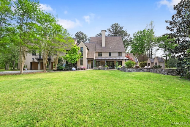 1777 Barganier Rd, Cecil, AL 36013 - rear view of property featuring stucco siding, a yard, and a chimney