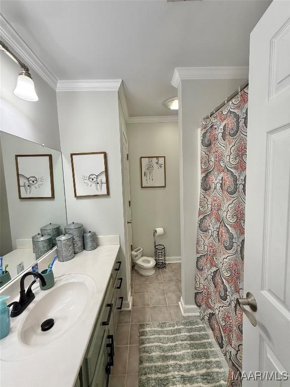 419 County Road 16, Valley Grande, AL 36701 - full bath featuring crown molding, tile patterned flooring, and vanity
