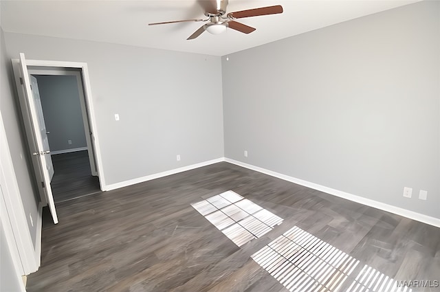 445 Durden Rd, Prattville, AL 36067 - empty room featuring a ceiling fan, baseboards, and dark wood-style floors