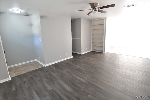445 Durden Rd, Prattville, AL 36067 - spare room with ceiling fan, wood finished floors, baseboards, and built in features