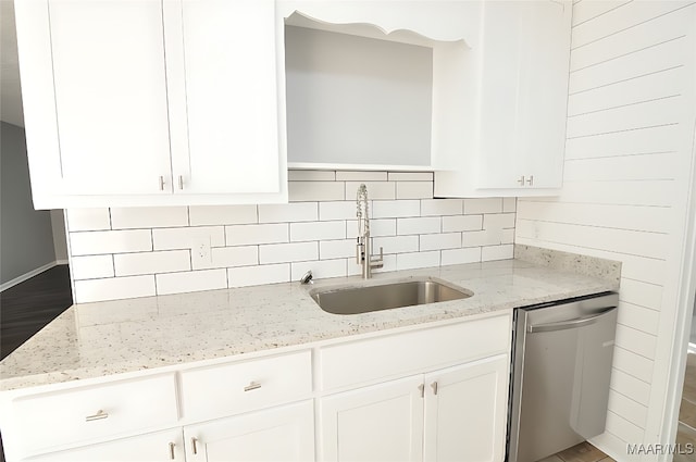 445 Durden Rd, Prattville, AL 36067 - kitchen with dishwasher, a sink, white cabinets, and tasteful backsplash