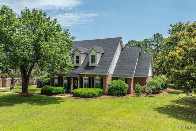 cape cod-style house with brick siding and roof with shingles