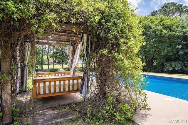 outdoor pool featuring a pergola