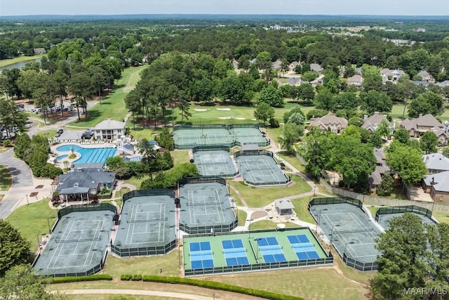 bird's eye view of a pool area