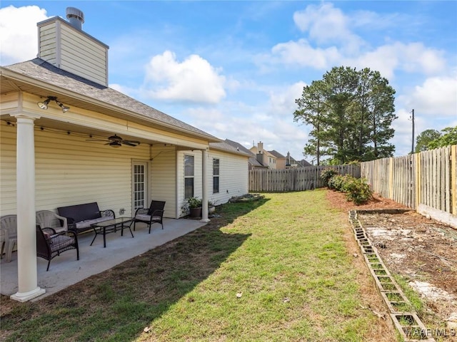 6812 Overview Ct, Montgomery, AL 36117 - view of yard with an outdoor hangout area, a patio area, and a ceiling fan