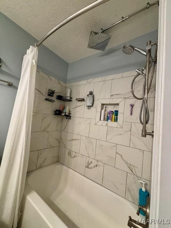104 Carleton St, Prattville, AL 36067 - bathroom with a textured ceiling and shower / bathtub combination with curtain