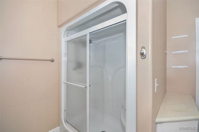 bathroom featuring a shower stall