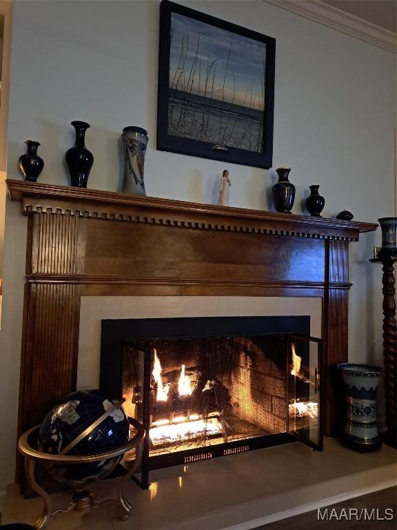2564 Aimee Dr, Montgomery, AL 36106 - detailed view of a warm lit fireplace and crown molding