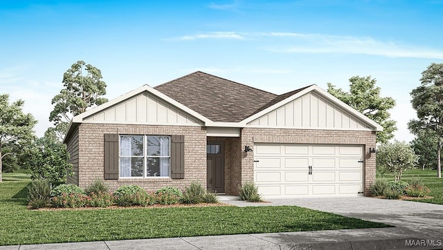 6004 Cunningham Trl, Montgomery, AL 36116 - view of front facade with driveway, roof with shingles, brick siding, a garage, and a front lawn