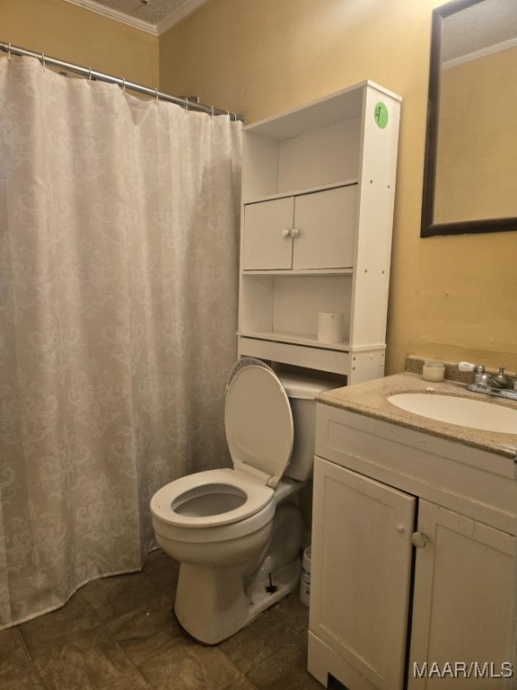 116 Longbrook Dr, Montgomery, AL 36110 - full bathroom featuring ornamental molding, toilet, vanity, and tile patterned flooring