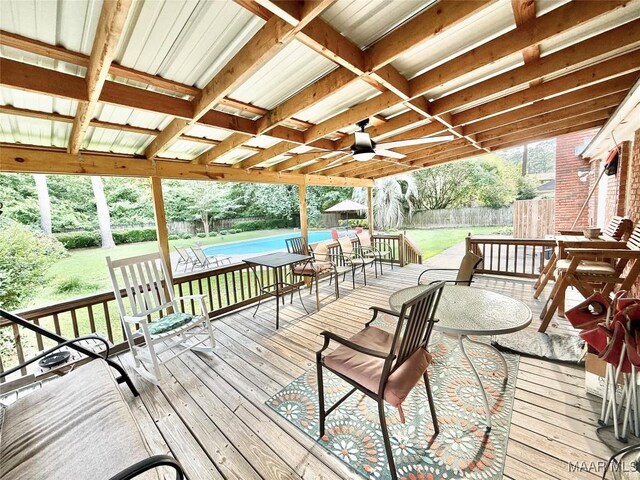 36 Wilkins Rd, Selma, AL 36701 - wooden terrace with ceiling fan