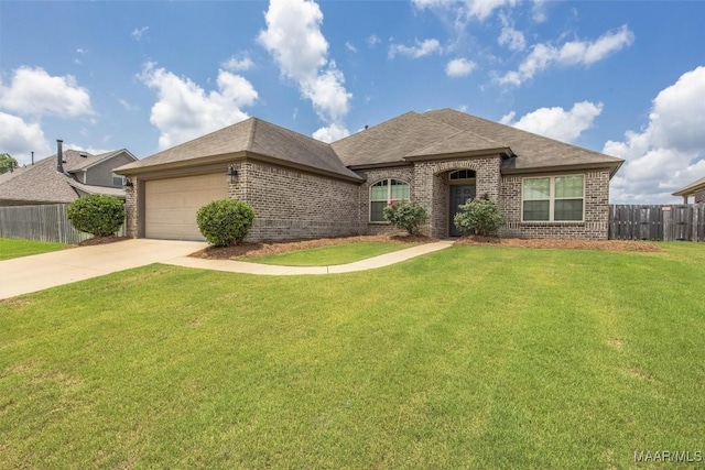 view of front of property featuring brick siding, a garage, concrete driveway, and a shingled roof