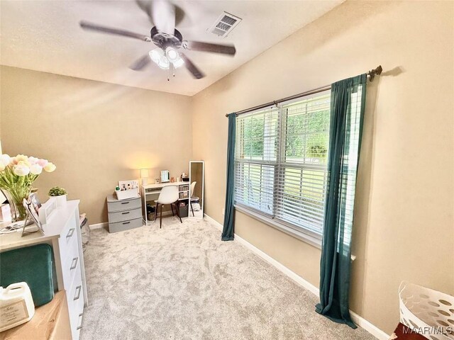 828 Warrior Dr, Valley Grande, AL 36701 - carpeted home office featuring baseboards and a ceiling fan